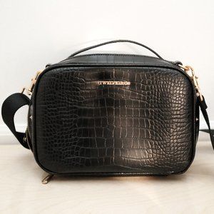 Twelvelittle Diaper Clutch in Black Croc